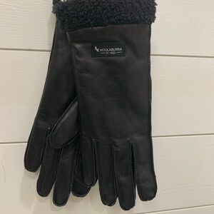 Koolaburra women’s black genuine Leather Gloves with Fleece Trim